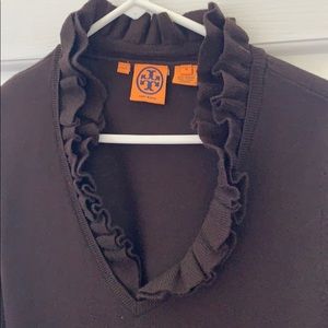 Tory Burch ruffled merino wool sweater sz M